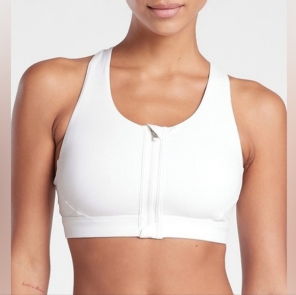 Athleta Other - Athleta White Zip Front Sports Bra Size Small
